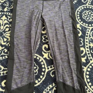 Athleta Black and Purple Striped Active Leggings